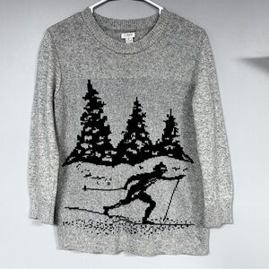 J. Crew Ski Alpine Wool Blend Gray & Black Scandi Girl , 3/4 Sleeve Sweater ,M